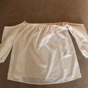 Off the shoulder sheer white top